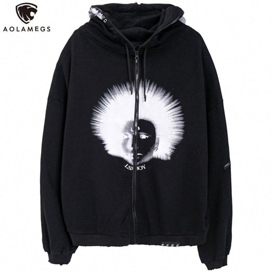 Hoodies Men Gothic Punk Boy Zipper Outwear Rock Cool Hipster Coats